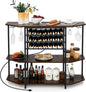 COSTWAY Wine Bar Cabinet, 3-Tier Liquor Cabinet by COSTWAY