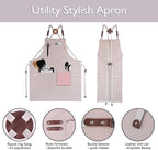 5 Pack Kitchen Apron, Work Apron, Canvas, Multiple Pockets, Gardening, Painting, BBQ, Artist, Carpenter, Sizes M to XXL, Grey