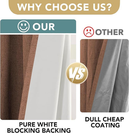 H.VERSAILTEX White Linen Blackout Curtains Durable Thick Textured Linen Look - Image 3
