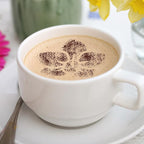 NAKLEO Coffee Stencils and Cookies Decoration 14Pcs 2.8”x2.8” and 4.3”x4.3”, Reusable Plastic Baking Templates, Flowers Rose Tulip, Barista DIY Art Craft, Capuccino Latte Chocolate Cake Biscuit