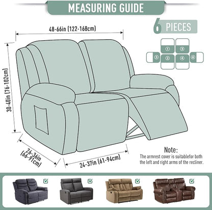 TAOCOCO Recliner Loveseat Slipcover, 6 Pieces Dual Recliner Sofa Covers - Image 5
