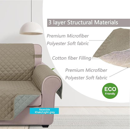 U-NICE HOME Reversible Oversized 28''Chair Covers, Khaki/Light Grey | Armchair - Image 5