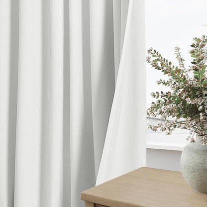 100% Blackout Linen Curtains 110 Inch Long by 52 Inch Wide 2 Panels Set - Image 4