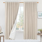 100% Blackout Oatmeal Linen Curtains 80 Inches by LAMIT