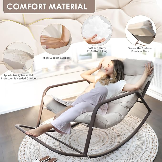 RADIATA 2pcs Rocking Lounge Chair, Indoor Outdoor Reclining Lounger - Image 6