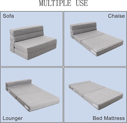 ANONER 60" Folding Sleeper Chair Sofa Bed Lazy Couch - Image 3