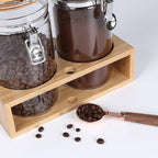 KKC HOME ACCENTS Glass Food Storage Jars with Airtight Locking Clamp Bamboo Lids,Coffee Bean Storage Containers,Sealed Glass Container with Scoop for Coffee Ground,Tea,Nut,Sugar,Coffee Holder