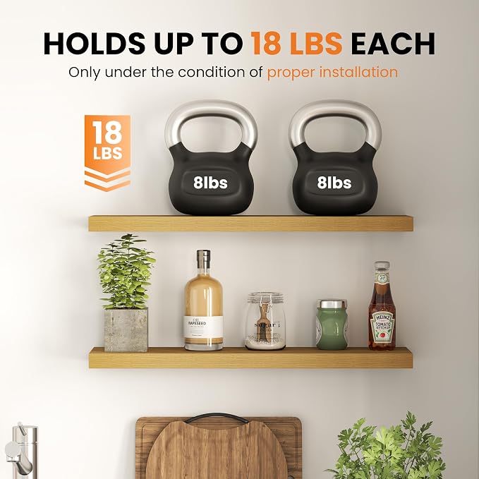 Fun Memories Floating Shelves for Wall, 9.3 Inch Set of 4 Rustic Wood Wall - Image 6