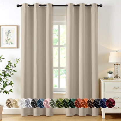 MIULEE Blackout Curtains for Bedroom 2 Panels 40 x 84 Inch Long Light Beige | by MIULEE