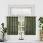 Olive Green Linen Window Sheer Curtains 30 Inches Long 2 Panels | Semi Sheer by LAMIT