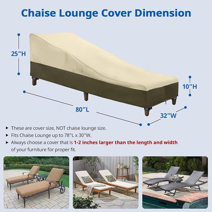 SunPatio Chaise Lounge Cover Outdoor Waterproof, Heavy Duty 2 Pack Patio Lounge - Image 2