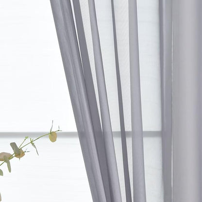 SpaceDresser Basic Rod Pocket Sheer Voile Window Curtain Panels Grey 1 Pair 2 - Image 3