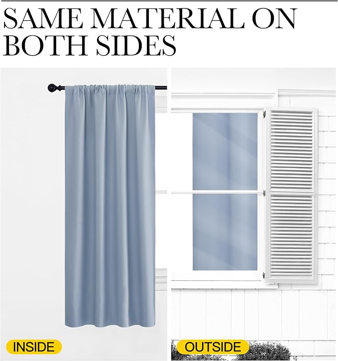 NICETOWN Blackout Curtains for Living Curtains, Vintage Blue, 2 Panels - Image 5