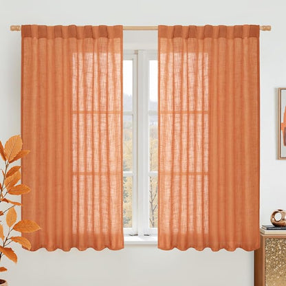 Semi Sheer Linen Curtains 45 Inches Long by LAMIT