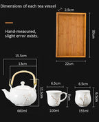 KEYDUACU Japanese Tea Set, Celadon Ceramic Tea Set, Plum Blossom Embossed, Includes 1 Teapot, 6 Anti-scald Teacups,Tea Tray,Strainer, Home, Outdoor, Gift, Chinese Kung Fu Tea Set(FDMH-FT-CYAN)