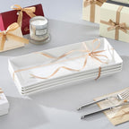 MALACASA Serving Platters Set of 4, Ceramic Serving Platters and Trays for Serving Food, Rectangular Serving Trays for Party, Large Serving Plates, Party Serving Trays and Platters - 14 Inch, White