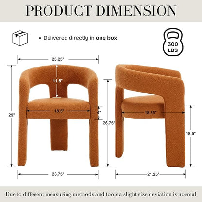 Modern Sherpa Barrel Dining Chair Upholstered Faux Fur Dining Room Chair - Image 2
