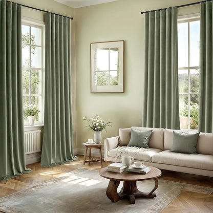MIULEE Velvet Curtains 50W x 108L 2 Panels Sage Green Blackout Curtains | - Image 5