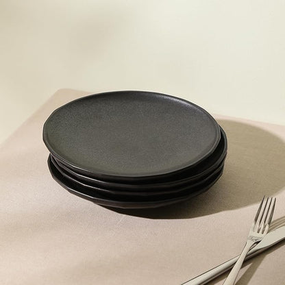 Stone Lain Rio 4-Piece Salad Plate Set Stoneware, Black