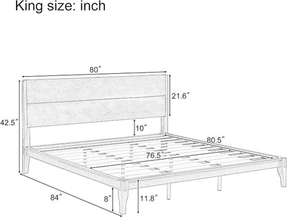 Merax King Size Bamboo Platform Bed, Mid-Century Modern Bed Frame - Image 2