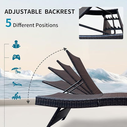 Folding Patio Chaise Lounge, Foldable Long Reclining Patio Seating Chairs - Image 5
