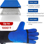 TICONN Welding Gloves, 1000°F Heat-Resistant Fireproof Leather Gloves for Welders, Stick, Forge, Mig, Tig, BBQ, Baking, Oven