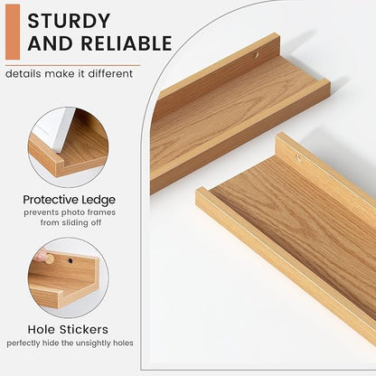 Floating Picture Ledge Shelves Set of 8, 16 Inch Shelves - Image 4