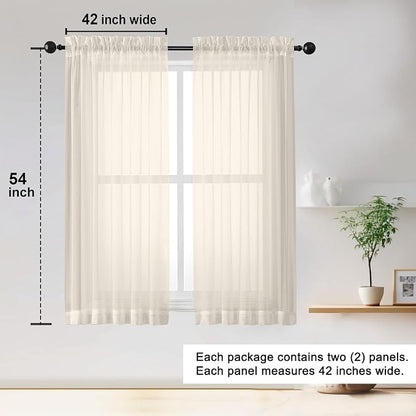 Sheer Curtains 54 inches Long 2 Panles - Image 2
