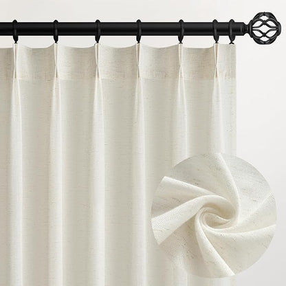 Topfinel 105 Inch Curtains 2 Panels Set, Two Packs Pinch Pleat Back Tab Linen by Topfinel