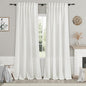 Ivory Linen Blend Light Filtering Curtains 86 Inch Length 2 Panel Set Pocket by Nanspring