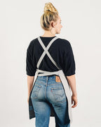 Caldo Crossback Kitchen Apron for Cooking- Mens and Womens Professional Chef or Server Bib Apron - Adjustable Crossback Style - Rustic- Midweight Cotton (Grey)