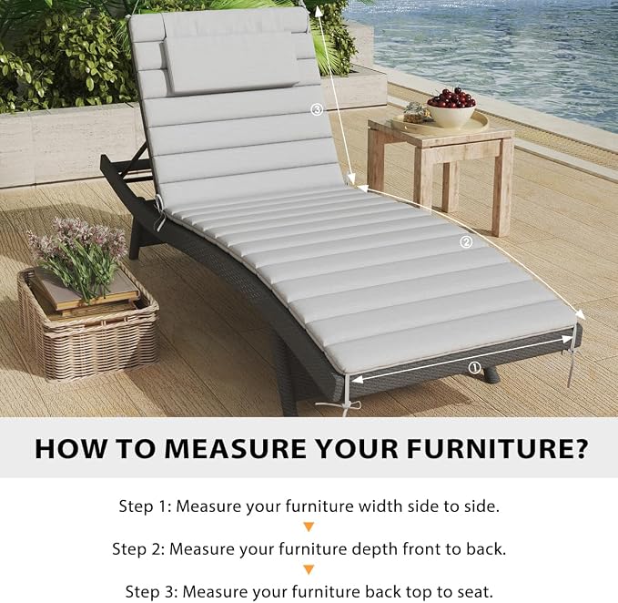 Sundale Outdoor Olefin Quilted Lounge Cushion Set of 2, Patio Foldable Chaise - Image 7