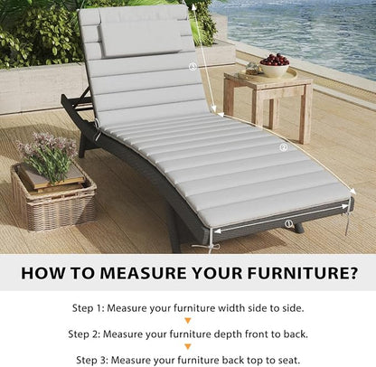 Sundale Outdoor Olefin Quilted Lounge Cushion Set of 4, Patio Foldable Chaise - Image 7