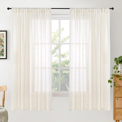 BGment Ivory Linen Curtains 63 Inches Long by BGment