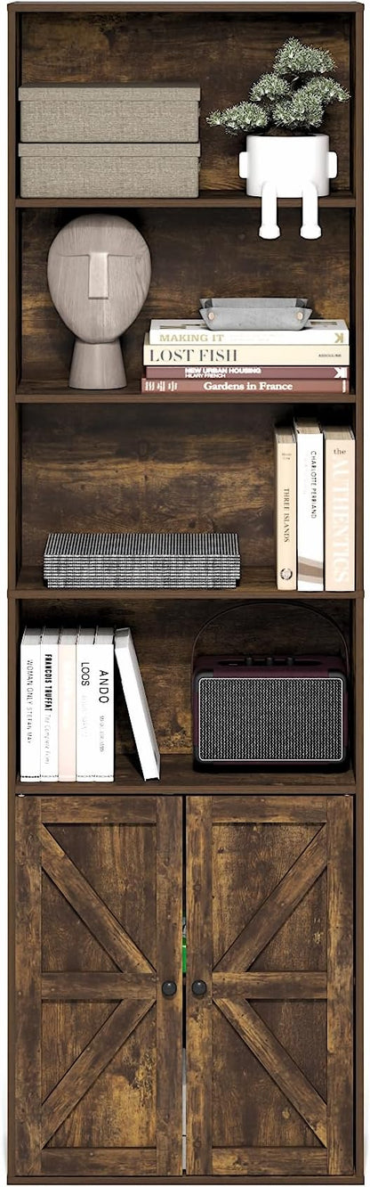 Furinno Jensen Book Shelf, 6-Tier Farmhouse Bookshelf, Display Bookcase - Image 4