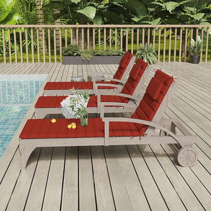 Sundale Outdoor Olefin Quilted Lounge Cushion Set of 4, Patio Foldable Chaise - Image 9