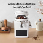 Ceramic Coffee Canister with Airtight Lid and Scoop, Large 78 Fl Oz / 2.3 L Kitchen Food Storage Container Jar for Grounds Coffee, Beans, Tea, Sugar, Flour, Cereal, Nuts, Cookie, White