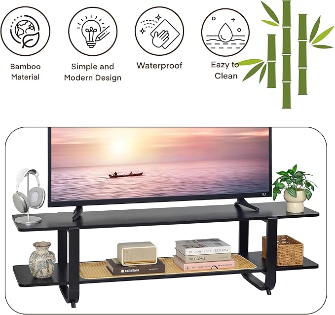 Bamboo TV Stand for TVs up to 65", Accent Entertainment Center - Image 7