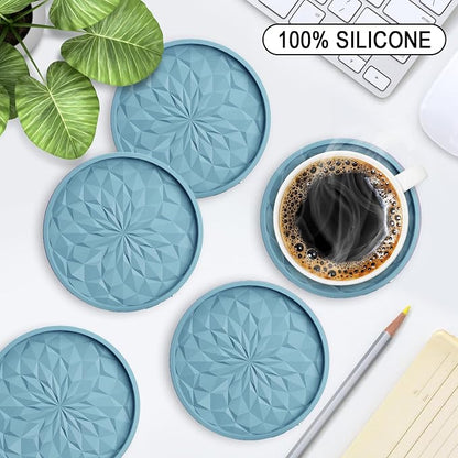 ME.FAN Silicone Coasters with Holder, Drinking Coasters - Image 2