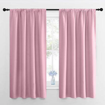 NICETOWN Window Curtains for Bedroom, Rouge Pink, 2 Panels, W42 x L48 -Inch by NICETOWN