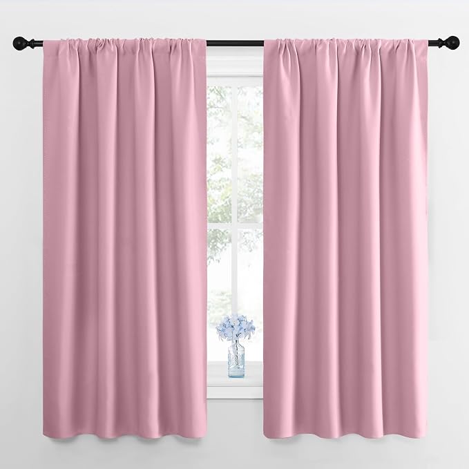 NICETOWN Blackout Curtains for Bedroom, Rouge Pink, 1 Pair, 42 by 45-inch by NICETOWN