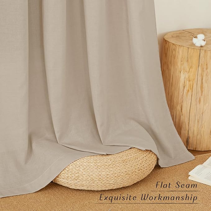 NICETOWN Linen Taupe Window Curtains 84 inches Long, Grommet Thick Linen Blend - Image 2