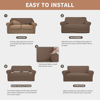 Easy-Going 100% Waterproof Loveseat Couch Cover Stretch Jacquard Sofa Cover | - Image 5