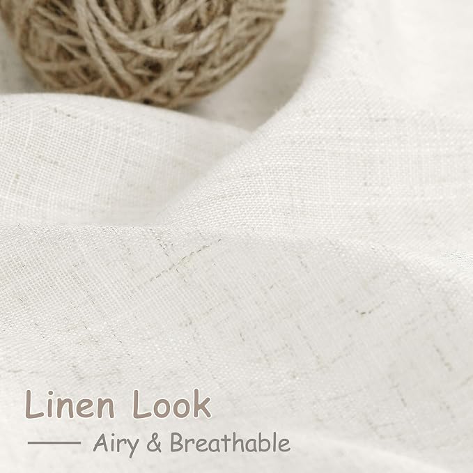 Extra Wide Linen Curtains for Living Room Bedroom 84 Inches Long Light - Image 4