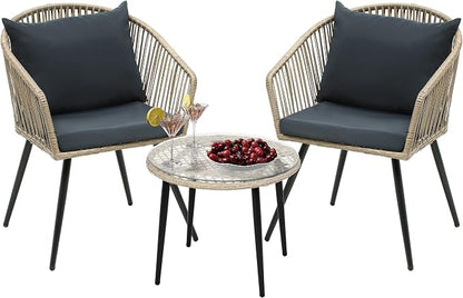 YITAHOME 3-Piece Outdoor Patio Furniture Wicker Bistro Set, All-Weather Rattan - Image 2