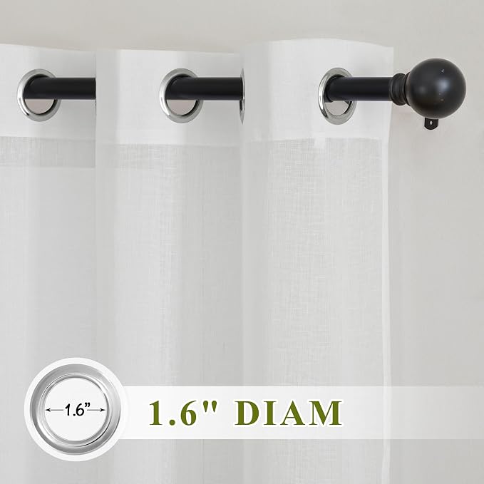 NICETOWN White Linen Sheer 90 inch Curtains - Image 2