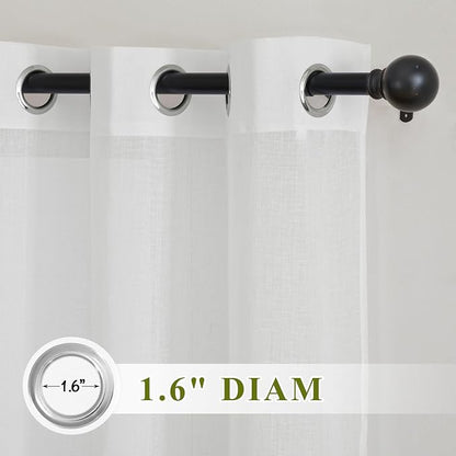 NICETOWN White Linen Sheer 90 inch Curtains - Image 2
