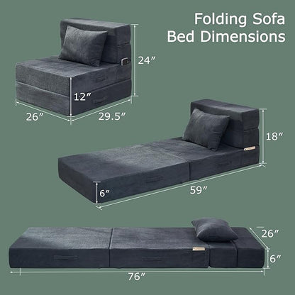 Folding Sofa Bed, 4 in 1 Convertible Sleeper Chair - Image 2