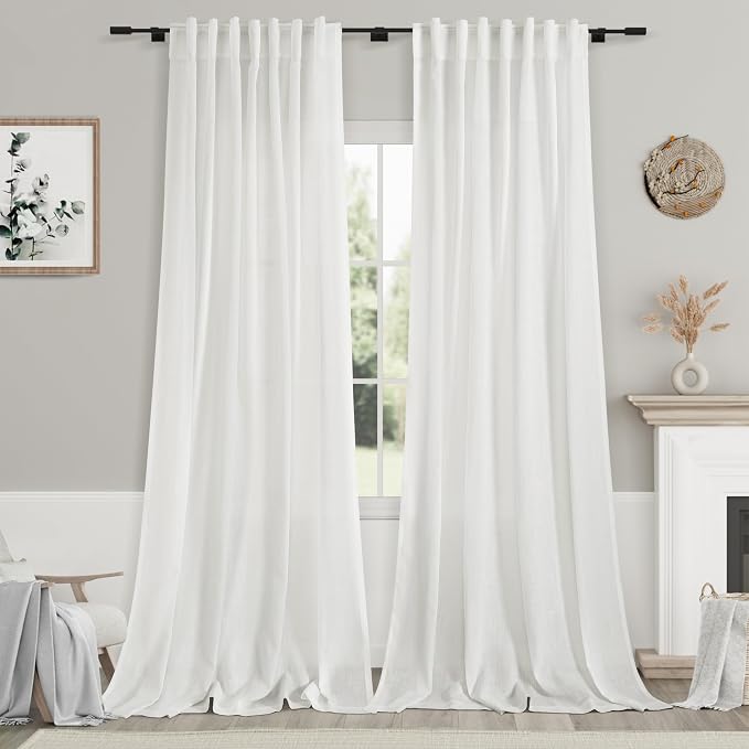 Off White Curtain 102 inches Long 2 Panels Set by Nanspring