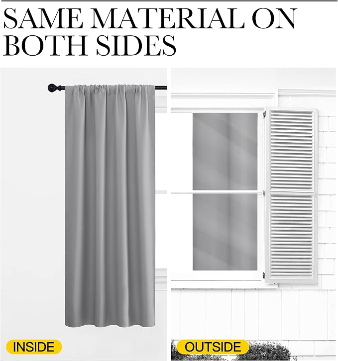 NICETOWN 2 Panels Blackout Curtains, Rod Pocket Thermal Insulated Drapes - Image 4